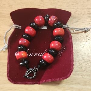 Red and Black Beaded Bracelet